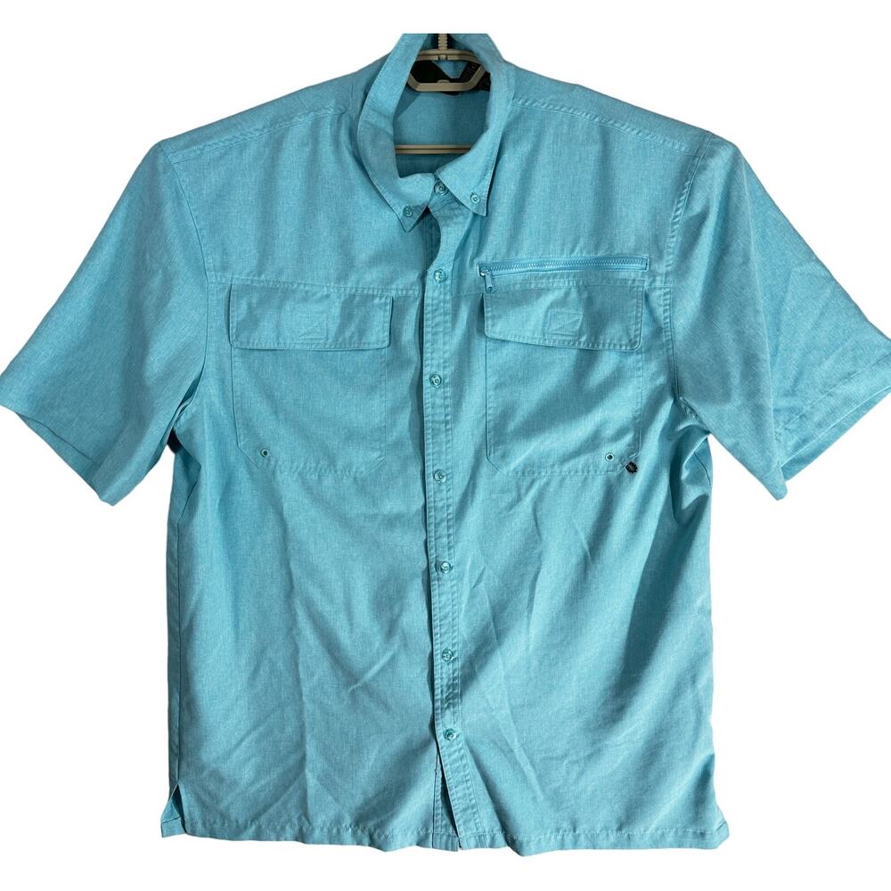 Stillwater Button Up Shirt Mens L Blue Short Sleeve Outdoor Casual Minimalist